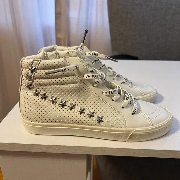 Vintage Havana White High-Top Sneakers with Star Accents Size 8 New - Picture 2 of 10